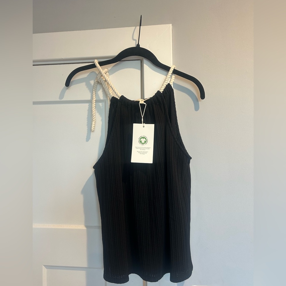 Sezane Jill Black Tank Top with Tie Straps - Picture 6 of 7